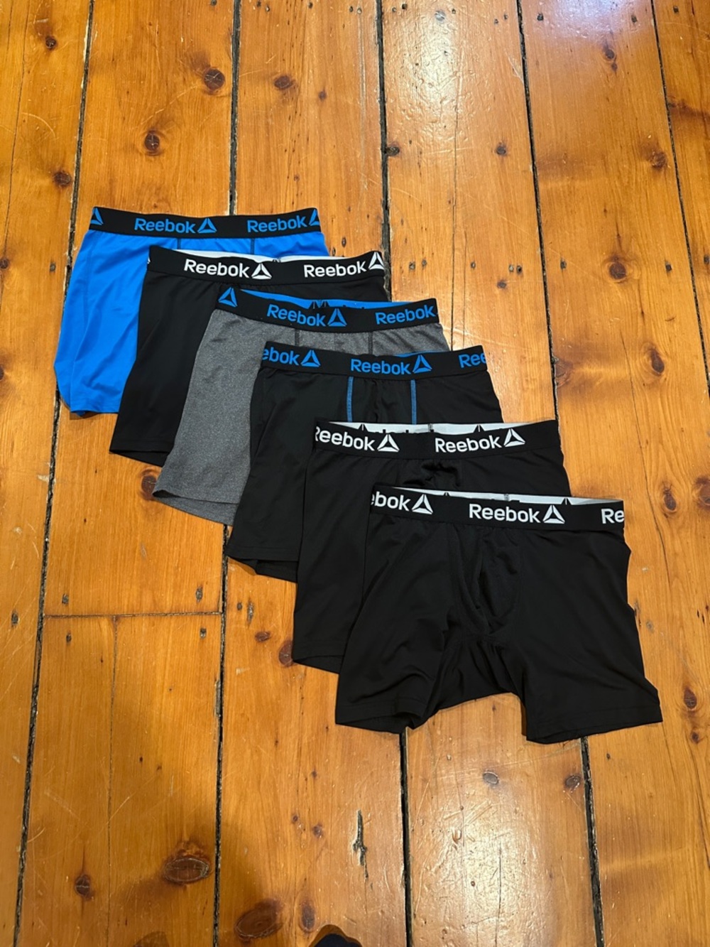 Reebok Men’s Performance Boxer Briefs - Black, Blue & Gray